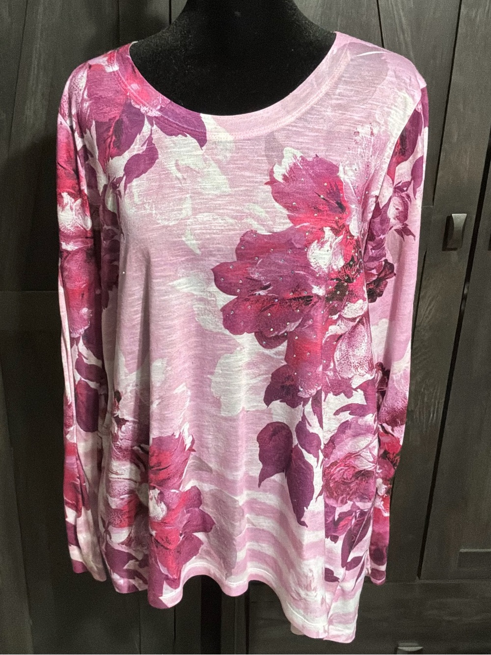 Source Unknown Pink Floral Long Sleeve Top
